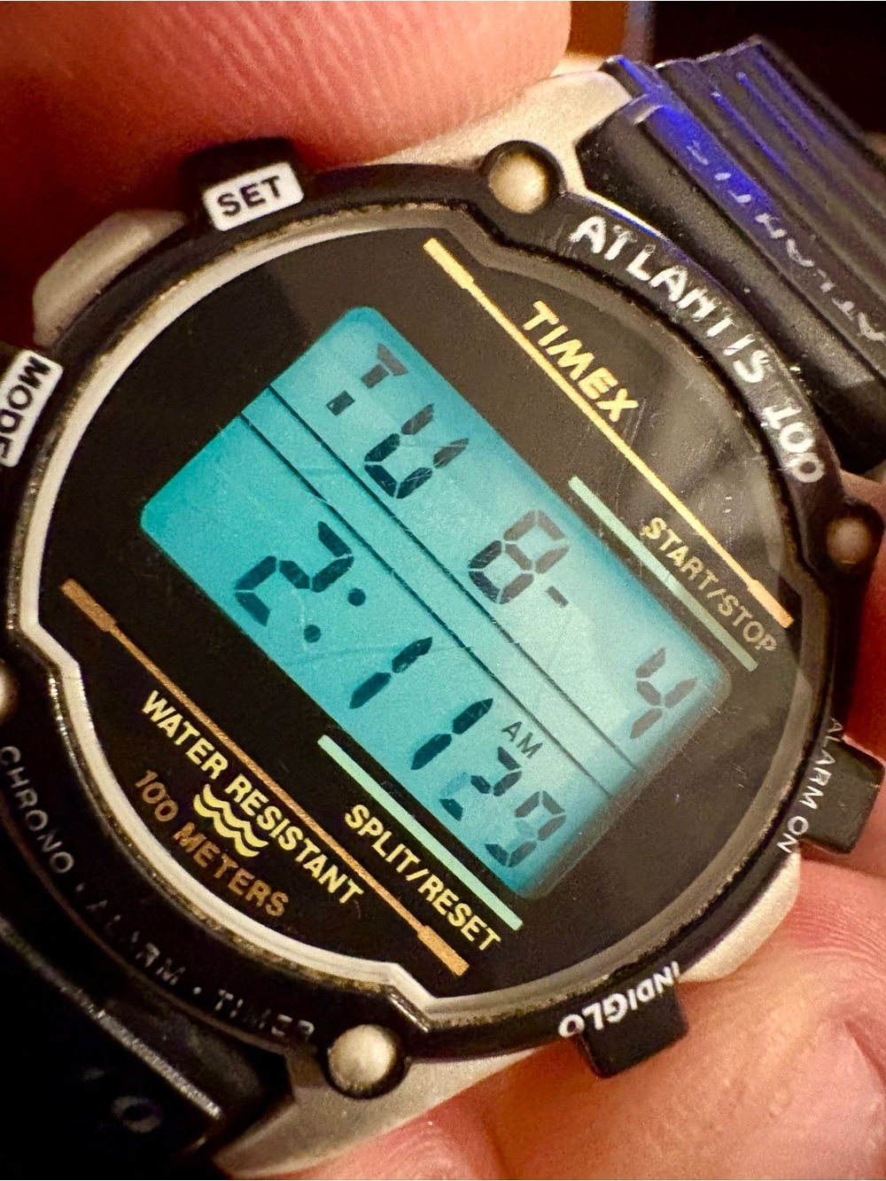 TIMEX VINTAGE ATLANTIS 100 DIGITAL 40mm WATCH ORIGINAL BRACELET New Battery